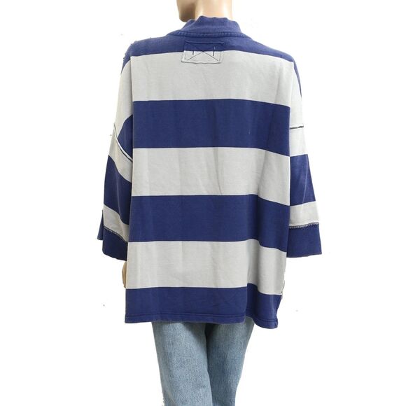 Free People We The Free Seaside Funnel Pullover Top Oversized Striped S 283733 - Picture 7 of 9